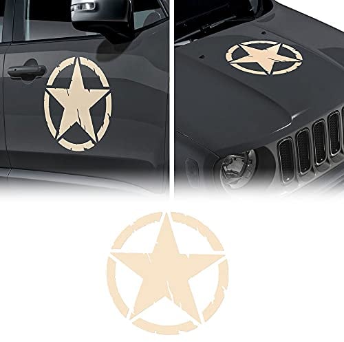 4R Quattroerre.it 17114 Aufkleber Army Star Armeestern für Jeep Renegade Autohaube Vordertür, Durchmesser 33 cm, Sand, 2 Stücke