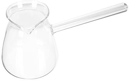 DOITOOL 450ml Transparent Glass Turkish Coffee Pot, Espresso Maker, Butter Warmer, Handmade, Dishwasher Safe