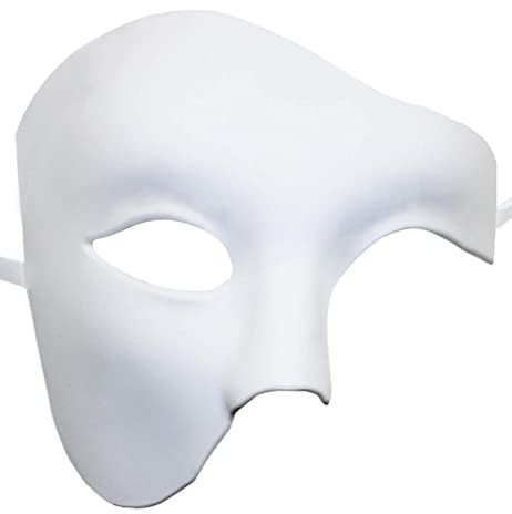 Lilwemen Masque pour homme Masque de mascarade Fantôme de l'Opéra Demi-masque (Blanc)