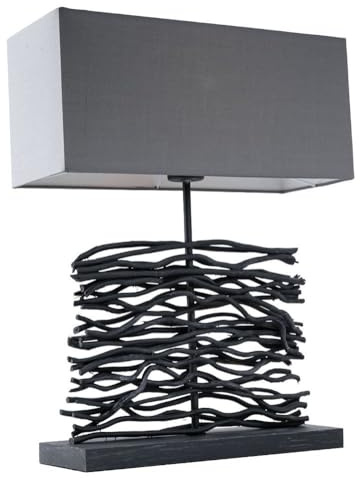 Design Schreib Tisch Lampe Schlaf Gäste Zimmer Beistell Leuchte Textil Holz Strahler