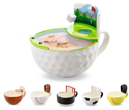 MAX'IS Creations The Golf Mug With A Green,Keramik-Kaffee- und heiße Schokolade, Müsli-Suppenschüssel,473 ml Tasse,beste Geschenkidee für Trainer, Vater, Kinder, Geburtstage und alle Sportliebhaber