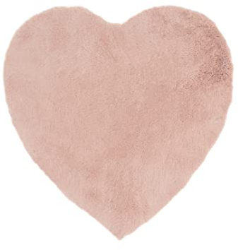 CB Home & Style Kunstfell Dekofell Teppich rosa grau Taupe Creme Sitzkissen Lammfellimitat Felloptik Verschiedene Größen (Rosa, Herz75x75cm)