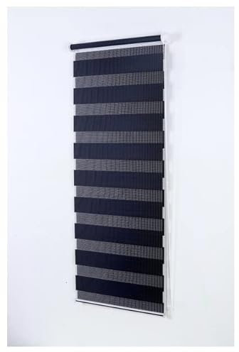 Day and Night Blinds - 174cm x 165cm - Black Curtain - Blackout and translucent Roller shades for windows - Double Layered Fabric Blind