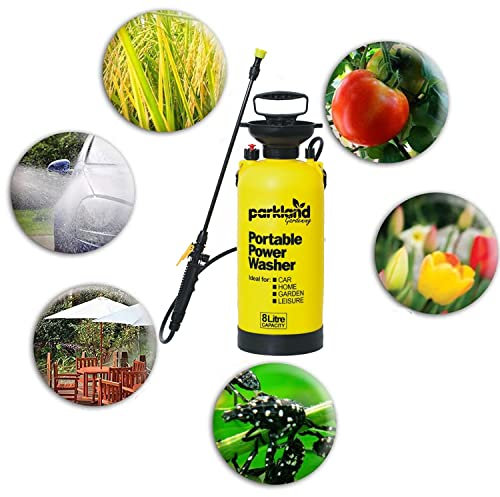 YORKSHIRE HOMEWARE Portable Power Sprayer | Manual Hand Pump Sprayer | Garden Sprayers | Bike Cleaner | Car Washer | Home Crop Chemical Weed Killer with Comfortable Strap Locking Trigger, 10 Liter