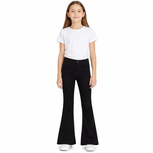 A2Z 4 Kids Mädchen Denim Jeans Komfort Strecken Jeggings Glocke Bottom - Jeans JN36 Jet Black._9-10