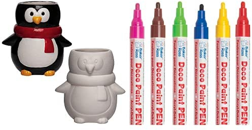 Baker Ross KeramikBlumentöpfe Pinguin Box mit 2und Deko-Lackstifte (Packung B) 6 Stück