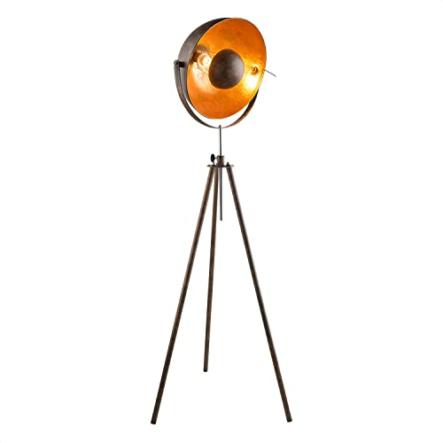 INNOVATE LED Stehleuchte Industrial Gold Rostfarben | Dreibein Stehlampe höhenverstellbar | Retro Studiolampe drehbar | Design Esszimmerlampe schwenkbar | Tripod Stativ | Vintage Studioleuchte