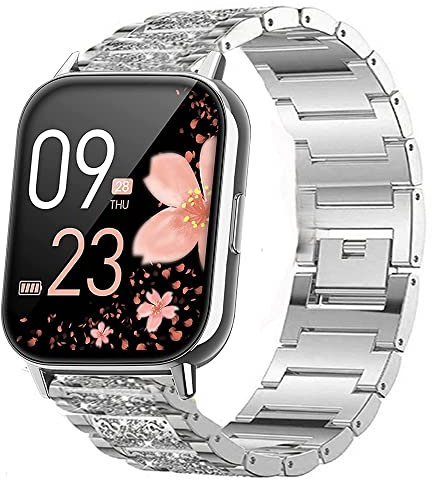 Blueshaweu Cinturino compatibile con SWGOTA 2023 Smartwatch da donna 1,85, cinturino in metallo da donna di alta qualità, cinturino in acciaio inox per smartwatch SWGOTA CS2PRO