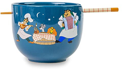 Disney Lady And The Tramp Serenade 20-Ounce Ceramic Ramen Bowl and Chopstick Set