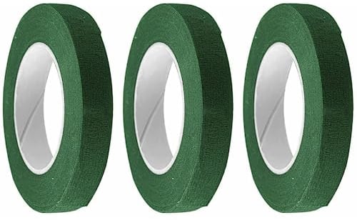 XFentech 3 Stück Floristen-Klebeband - Dunkelgrün 12 mm Breit Floristenband Selbstklebend Flora Kreppband für Blumenstrauß Stiel Verpacken und Blumenhandwerk