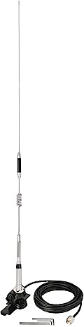 Eightwood VHF UHF Antenne Auto CB Mobilfunkantenne 75CM Edelstahl Dualband 144/430 MHz Antenne CB Funkantenne Pl259 Antenne + 5M Verlängerungskabel für BTECH ICOM Midland Yaesu TYT Cobra