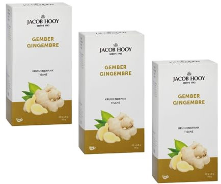 Jacob Hooy® | Tisana allo Zenzero | Infuso di Zenzero con Citronella Senza Caffeina | Tisana Speziata in Bustine - 3 x 20 Filtri (108 Gr)