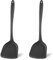 Silicone Wok Spatulas, Silicone Wok Spatula Set of 2, High Heat-Resistant Premium Flexible Non-Stick Rubber Spatula Set (2 Black)