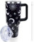 Lumumanber 40 oz Goth Moon Tumbler with Handle and Straw, Black Gothic Travel Mug Water Bottle, Stainless Steel Insulated Cup with Lid and Straw, Birthday Christmas Halloween Gifts
