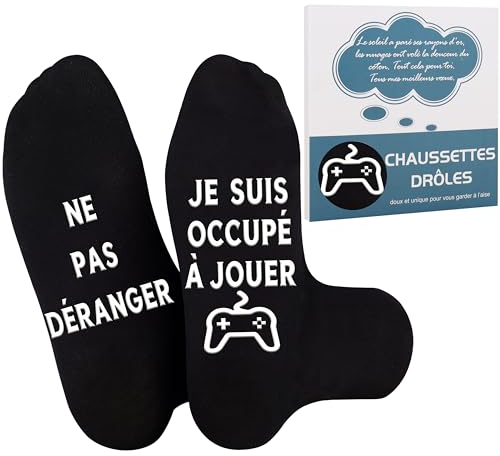 Merclix Chaussettes Gamer 43-46 Chaussette Homme Rigolote Humour Cadeau Ado Garçon 14 Ans Geek Idee Cadeau Homme Original Anniversaire Noel Rigolo