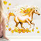 Fensterbild Pferd Herbst Galopp Blätter Herbstblätter bunt farbig wiederverwendbare Fensteraufkleber, 3. A2 Bogen