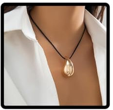 Wedity Collier larme cordon en cuir goutte d'eau pendentif collier bijoux de mode femmes collier fille (Or)