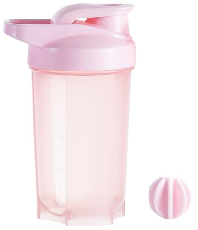 TONGZHIY Protein Shaker Bottle 500ml With Mixer Ball Fitness Shaker for Protein Shakes Portable Workout Water Cup Small Protein Shaker Easy to Grip Temperature Safe(Pink)