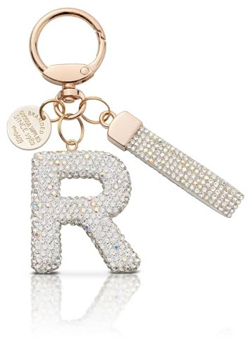 MORSUNBELA Schlüsselanhänger Mädchen R Schlüsselanhänger Buchstabe Schlüsselanhänger Glitzer Strass Schlüsselanhänger Damen