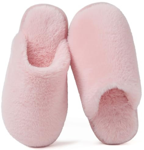 Coswind Hausschuhe Damen Herren Winter Warme Plüsch Kuschel Flauschige Pantoletten Gefütterte Weiche Rutschfeste Unisex with Memory Foam Schöne Dicke Bequeme Rosa 290