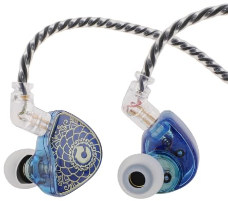 LINSOUL TANGZU Wan'er S.G HiFi 10mm Dynamischer Treiber PET-Membran In-Ear-Kopfhörer mit Ergonomischer Form, Abnehmbares Versenktes 2Pin OFC Flechtkabel für Musiker DJ Bühne(Blau,Mit Mikrofon)