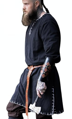 Leonardo Carbone® Wikinger Tunika Erwin - Mittelalter Kleidung Herren, Mittelalter Hemd, Freizeithemden Langarm, Karneval Kostüm Herren, Wikinger Tunika, LARP-Kleidung - 100% Baumwolle