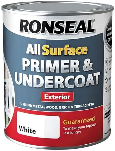 AMK® Ronseal All Surface Primer & Undercoat White 750ml Exterior Makes Topcoat Last Longer Allows Paint to Stick Better Hides Dark Marks