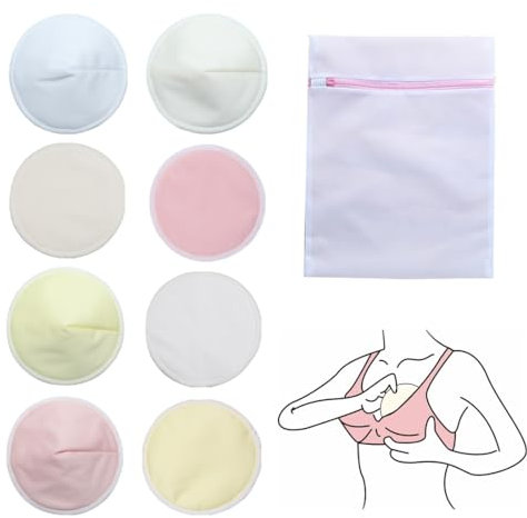 XPEX 8 Pezzi Coppette assorbilatte lavabili,paracapezzoli allattamento,cuscinetti lavabili cuscinetti per capezzoli per allattamento al seno per maternità,riutilizzabili