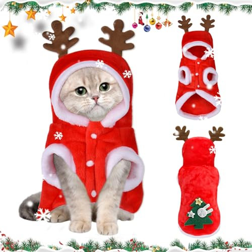 Hunde Weihnachtskostüm, Hundekostüm Weihnachten, Christbaum Hundemantel für Kleine Mittel Große Hundebekleidung Weihnachtsmütze, Weihnachtsbaum Kostüm für Hunde, Weihnachtspullover Haustier Hoodie