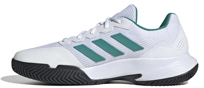 adidas Gamecourt 2.0 Tennis Shoes, Scarpe da Tennis Uomo, Ftwr White Pure Teal Core Black, 44 EU