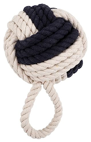 KICHOUSE Home Decoration Trendy Home Decor Trendy Decor Weighted Floor Shape Door Protector Rope Knot Door Stopper Rope Door Stop Decorate Household Door Stop Cotton Linen Navy