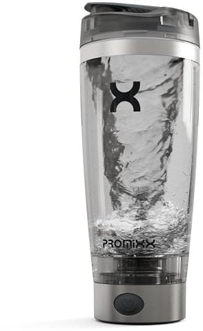 Promixx PRO Shaker Bottle New Edition – Rechargeable, Powerful for Smooth Protein Shakes – includes Supplement Storage, BPA Free, 600ml Cup, Silver/Gray