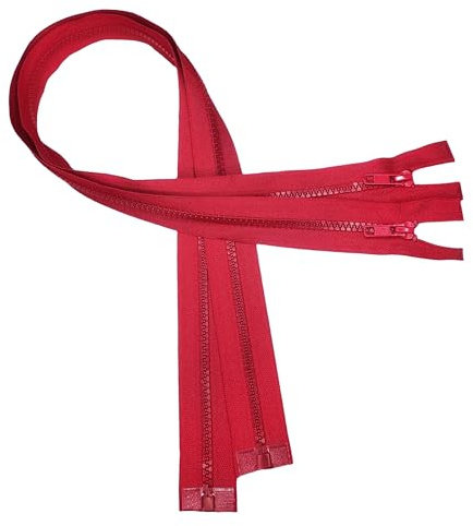 KGS Teilbare Reißverschlüsse | 5mm Reißverschluss Kunststoff für Jacken | 2 Stück pro Packung (Rot, 45 CM)