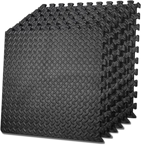 Interlocking Foam Mats Soft | 6Pcs Eva Exercise Mat | Rubber Matting Non-Slip for Gym Floor | Black Thick Yoga Exercise Matt for Home, Gym, Or Office | Perfect for Screeching, Yoga, & More (Black)