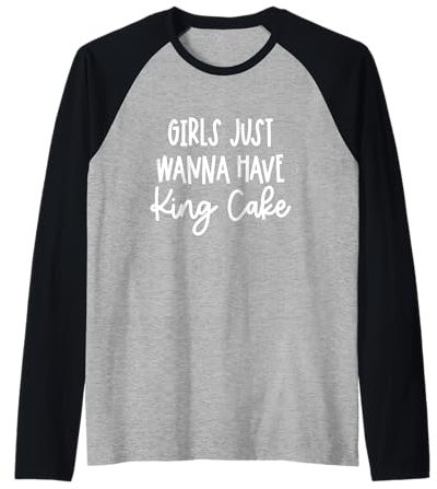 Lustige Mardi-Gras-Perlen für Mädchen, Just Wanna Have King Cake Raglan