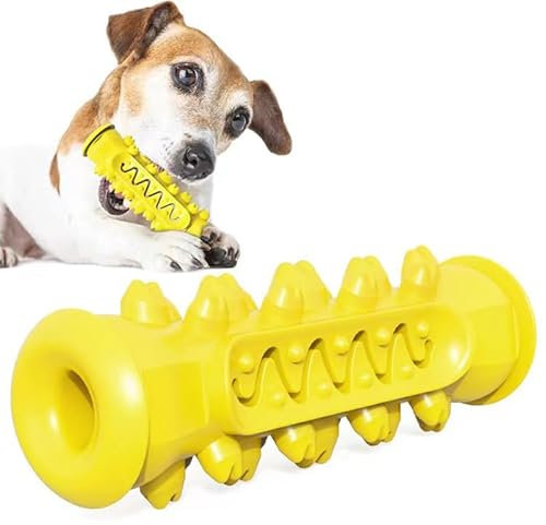 MXGRAPHIC Rubber Dog Molar Toothbrush Toys Chew Cleaning Teeth Safe Puppy Dental Care Soft Pet Toy Supplies Pet Accessories(Basic Yellow)