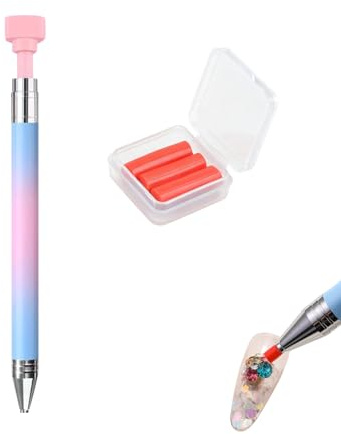 Automatisch Nachfüllbarer Wachsstift mit Nachfüllpackungen, Diamond Painting Wachsstift Diamond Painting Stift zum Befüllen mit Wachs Nagel-DIY-Bastel-Punktierwachsstift Strassstein-Picker (A)