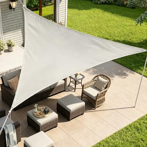 Sonnensegel, Dreieckig 4x4x4m, 420D Oxford Stoff, wasserdicht, UV-Schutz | senkt die Temperatur, robust und reißbeständig, für den Balkon Garten Terrasse geeignet, grau