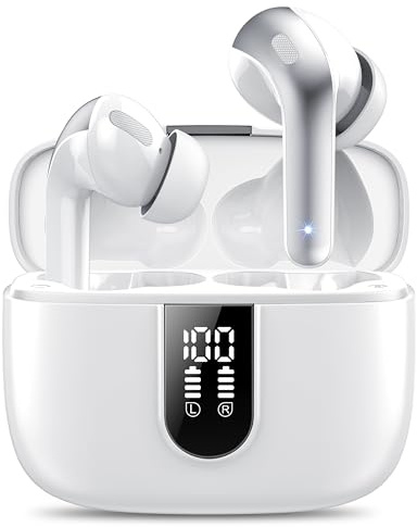 Bluetooth Kopfhörer, In Ear Kopfhörer Kabellos Bluetooth 5.3 mit 50H Tiefer Bass, 2026 Neue Kabellose Kopfhörer Noise Cancelling Earbuds mit 4 ENC Mic, IPX22 Wasserdicht Ohrhörer, USB-C(Elfenbein)