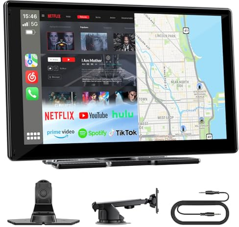 Accfly 9 Smart In-Car Entertainment Car Play Screen with Built-in Netflix/YouTube/TikTok,HD Car Tablet Wireless CarPlay & Android Auto, HD Reverse Camera, Navigation, Voice Control, OTA Updates