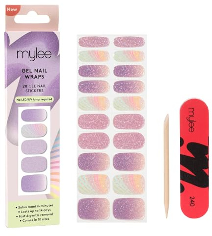 Mylee Gel Nail Wraps [Dusk 'Til Dawn] - 20 Pre-Cured Gel Stickers | Instant Mani, No Lamp Needed, Chip-Resistant, Glossy Finish, Lasts Up to 14 Days – Easy to Apply
