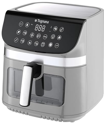 Tognana Iridea, Friggitrice ad aria 9L, doppia resistenza, display digitale, timer, 80-200°C, finestra, 2200W, plastica-acciaio Inox, grigio perla