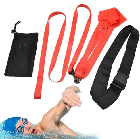 Resistenza per paracadute da nuoto, cintura regolabile in vita, di paracadute in nylon, attrezzatura fissa per allenamento di velocità e resistenza, cintura di resistenza per nuoto per adulti
