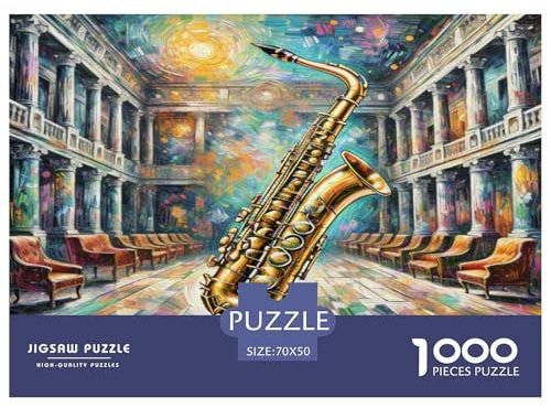 Saxophone Puzzle 1000 Pièces Cadeau Unique Saxophone in Hall Jeu Éducatif Défi Jouet À De Qualité Supérieure Peinture Art pour Adultes Et Enfants 70x50cm/1000pcs