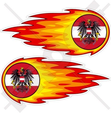 Österreichische österreichische Osterreich Flaming Fireball, Feuer, 125 mm, Vinyl-Aufkleber, 2 Stück