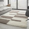 Carpettex Hochflor Teppich - Wohnzimmer Shaggy Flokati Modern Kariert Design 240 x 340 cm Beige - Schlafzimmer Weich Flauschig Waschbar - Küche Esszimmer Langflor