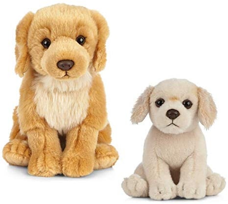 Living Nature Soft Toy Gift Bundle - Golden Retriever Dog (20cm) & Puppy (16cm)