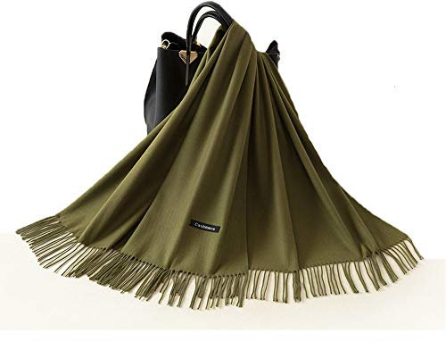 Cashmere Luxuriöser großer superweicher Schal für Damen und Herren, Salbeigrün, multi, One size