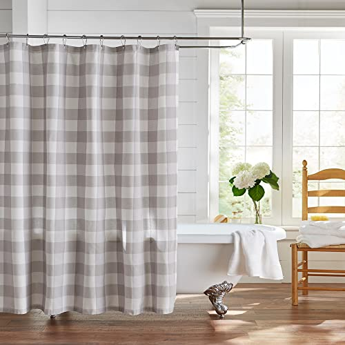 Elrene Home Fashions Farmhouse Living Buffalo Check Shower Curtain, 72 x 72, Gray/White
