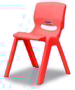JAMARA 460581 - Kinderstuhl Smiley bis 100 KG - stapelbar, aus robustem Kunststoff, Indoor-Outdoor geeignet, rot